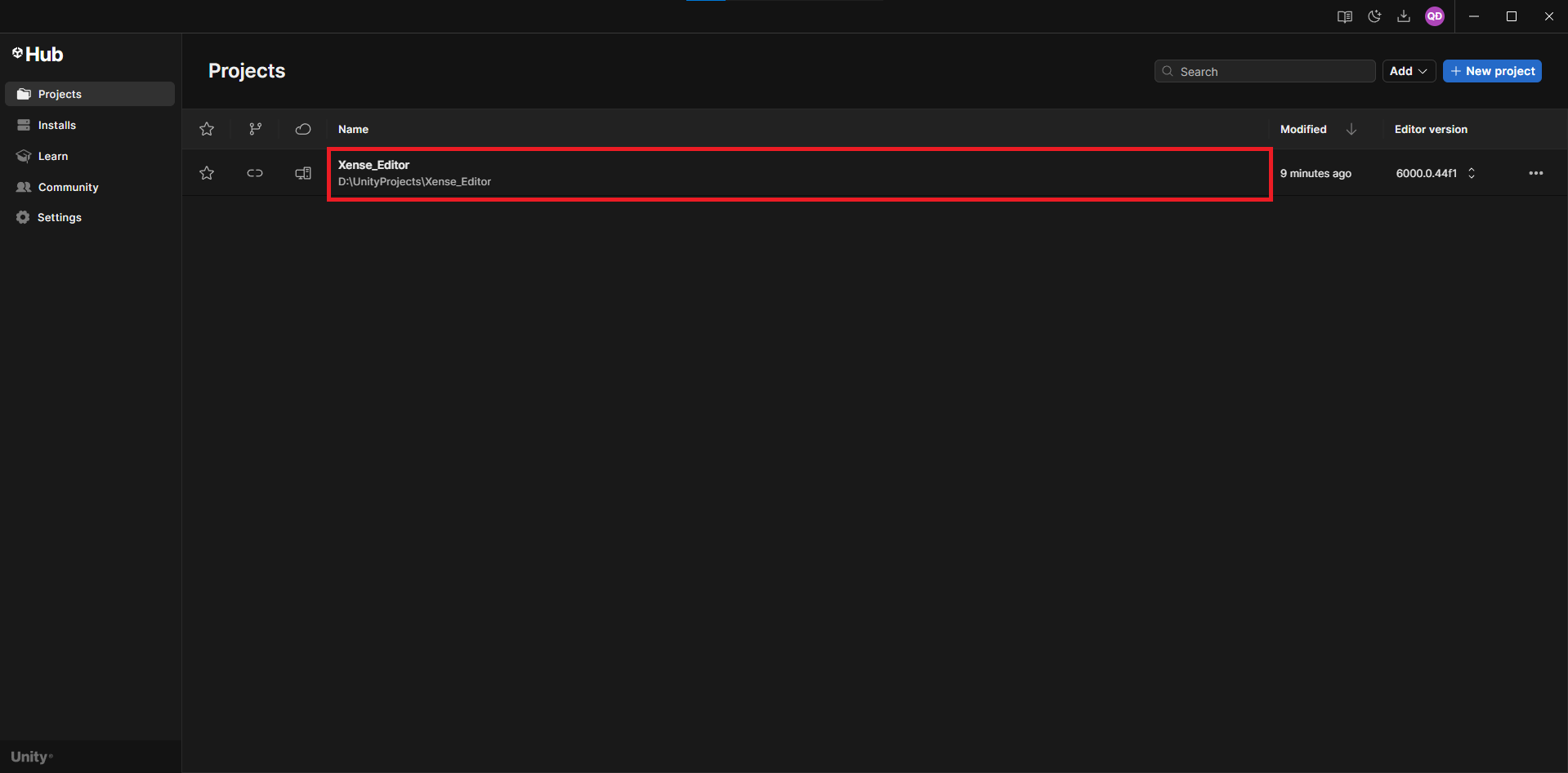 Unity Editor - Open Project